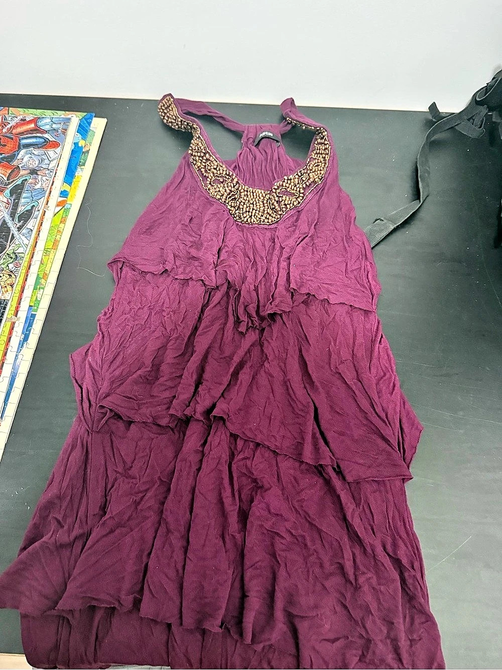 bebe Layered Maxi Dress in Purple Size Large
